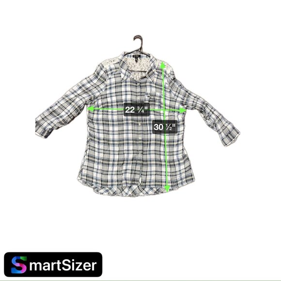 Jessica Simpson Womens Plaid Button-Up Blouse Lace Insert Sz 3X - Picture 7 of 9